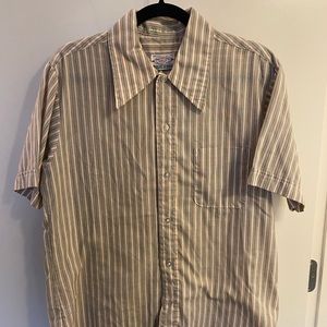 Vintage 1960’s Donlin Tapered ‘N Tails Green & Orange Striped Short Sleeve Shirt